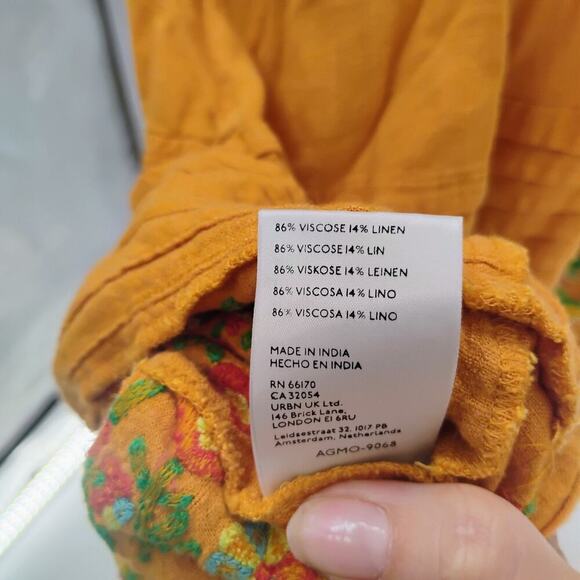 Ollari maxi Dress Yellow/Orange linen from Anthropologie Mexican pattern boho - Picture 15 of 15
